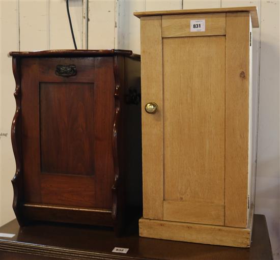 Victorian coal purdonium and pine bedside cupboard(-)